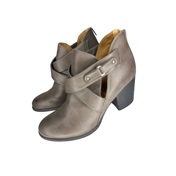 Natural Souls Trickster Brown Ankle Boots Straps Cut Outs Back Zipper Size 10 - Picture 2 of 9